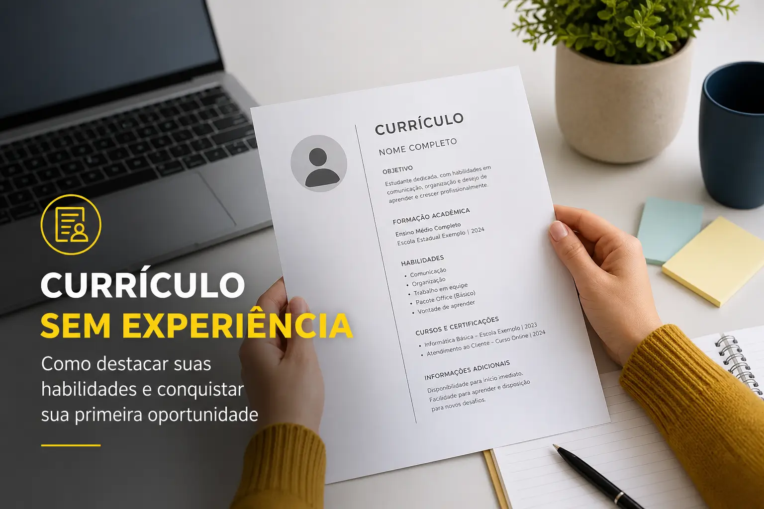 Mão segurando currículo, dicas para destacar habilidades em 2026